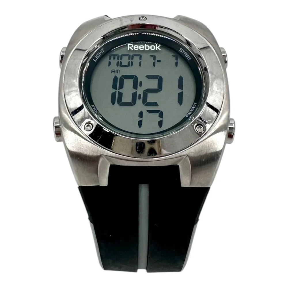 Vintage Reebok Digital Sport Watch Men's 41mm Black Gray 100M Chronograph Alarm